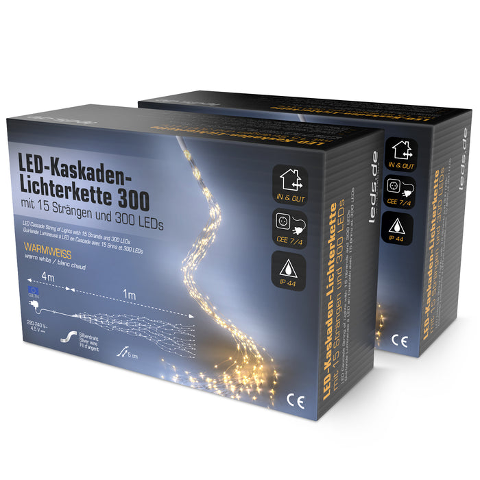 leds.de LED cascade light chain, 15 strands, warm white