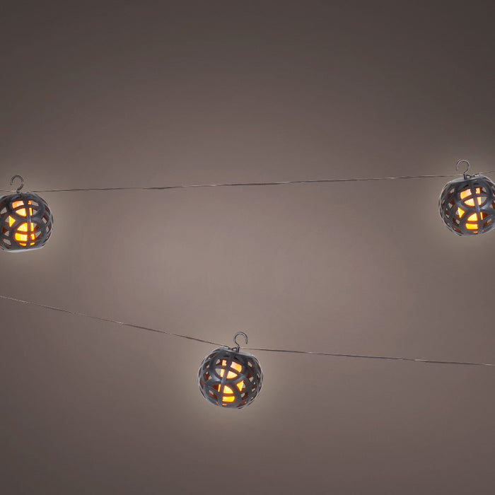 Lumineo solar powered LED fairy lights, 8 mini lanterns with flickering effect, 175cm, warm white