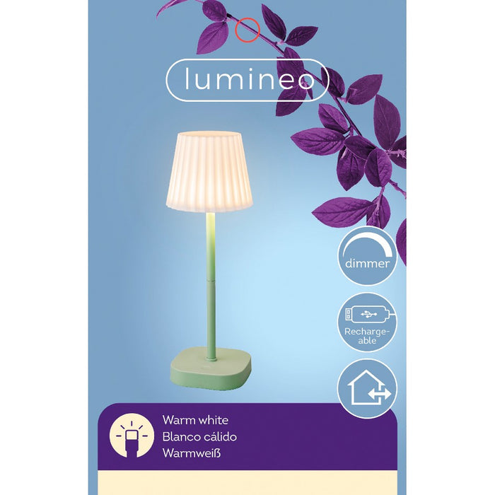 Lampe de table LED rechargeable Lumineo d'extérieur, dimmable, 34,5 cm