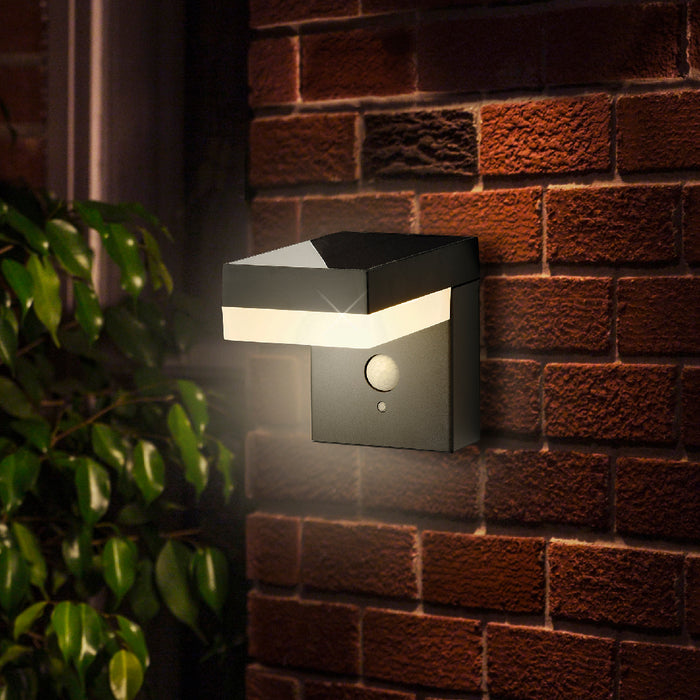 Lumineo solar-powered LED wall light, 12.5cm, motion detector, anthracite