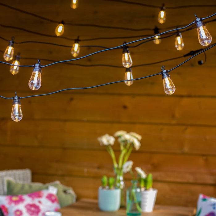 Lumineo LED party fairy lights, beer garden fairy lights, 20 warm white lamps, 950cm