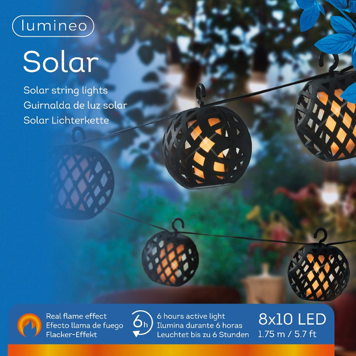 Lumineo solar powered LED fairy lights, 8 mini lanterns with flickerin — LEDs.de