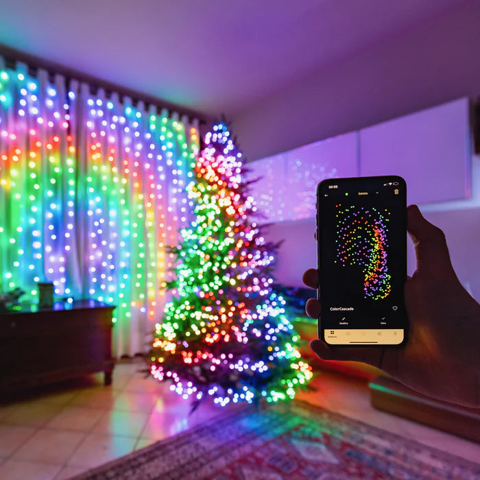 Rideau lumineux à LED Twinkly, 210 LED, 10 brins, RGB+W, contrôlé par application