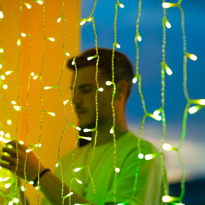 Twinkly LED freezing rain light curtain, 190 LEDs, 10 strands, RGB+W, app-controlled