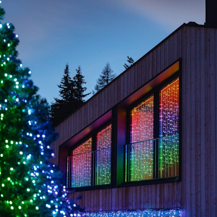 Twinkly LED freezing rain light curtain, 190 LEDs, 10 strands, RGB+W, app-controlled
