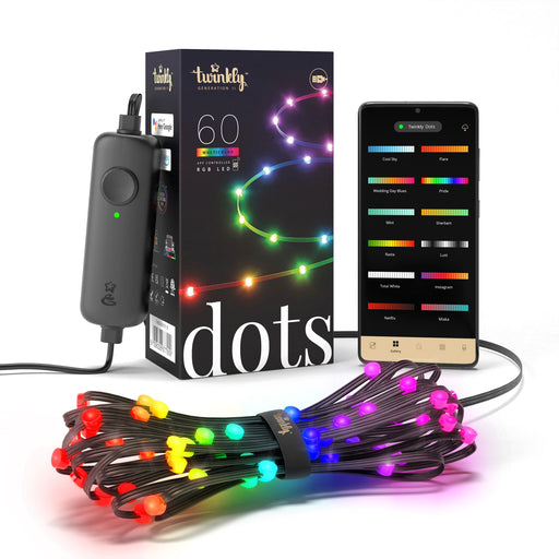 Twinkly Dots LED-Lichterkette, RGB, appgesteuert, 60 LEDs, 3m, schwarzes Kabel 40549