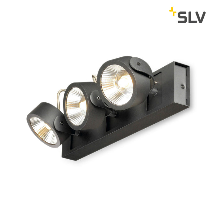 SLV Kalu 60° LED-Wand- und Deckenleuchte, 3-flammig, Schwarz 32249