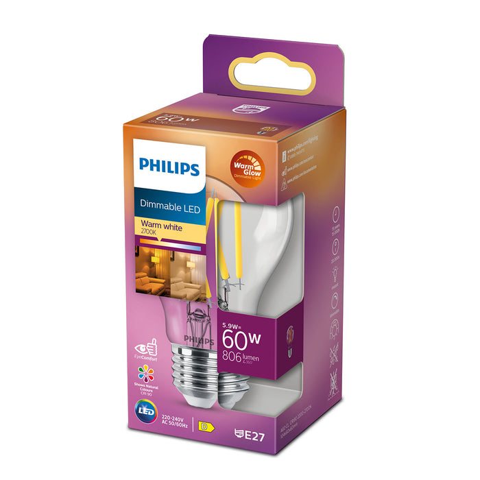 Philips Classic WarmGlow Filament LED-Lampe 5,9-60W E27 927 klar DIM pic2