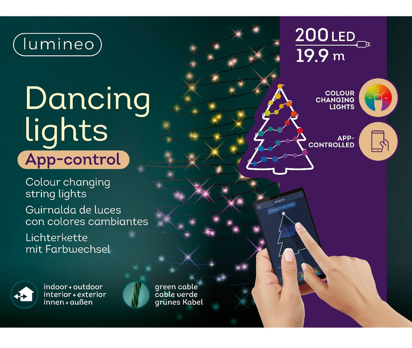Lumineo LED light chain Dancing Lights, RGB, multifunction, app-controlled