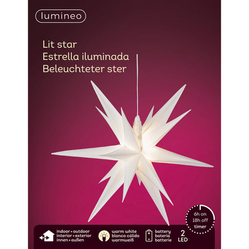 Lumineo LED-Stern 3D, warmweiß, batteriebetrieben, IP44 pic2