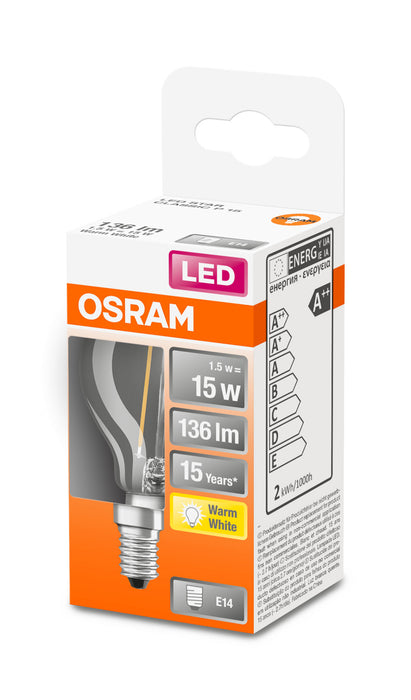 Osram LED RETROFIT P15 1,5W E14 klar non dim pic3