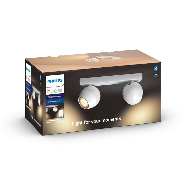 Philips Hue White Ambiance Buckram LED-Spotleuchte 2-flammig, weiß, 2x 350lm, inkl. Dimmschalter pic10