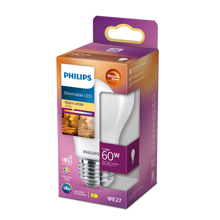 Philips Classic WarmGlow Filament LED-Lampe 5,9-60W E27 927 matt DIM pic2