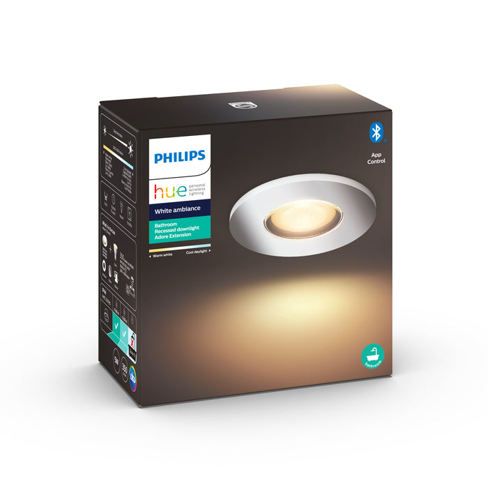 Philips Hue White Ambiance Adore LED-Einbauleuchte rund, 350lm, silber, IP44 pic7