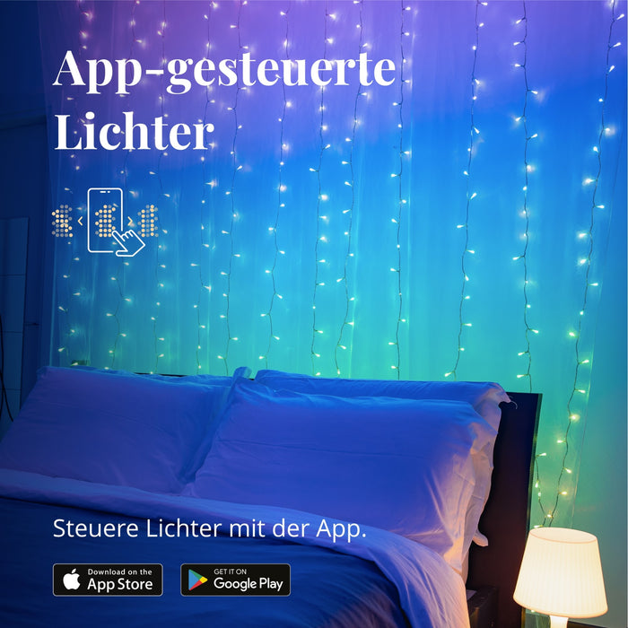 Twinkly LED-Lichtervorhang, 210 LEDs, 10 Stränge, RGB+W, app-gesteuert pic2