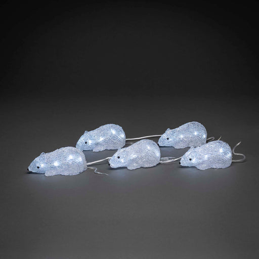 Konstsmide LED Acryl-Mäuse, 5er-Set, 40 kaltweiße LEDs pic2