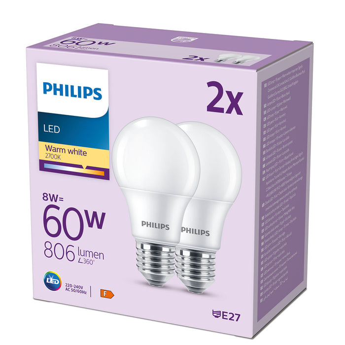 Philips Classic LED-Lampe Doppelpack 8-60W E27 827 matt pic2